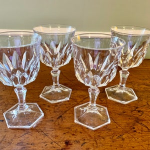 French Wine or Water Stem Glasses, Chaumont Pattern Made by Cristal D-Arques-Durand - Set of 4