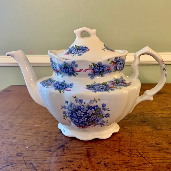 Blue Flower Teapot Etsy