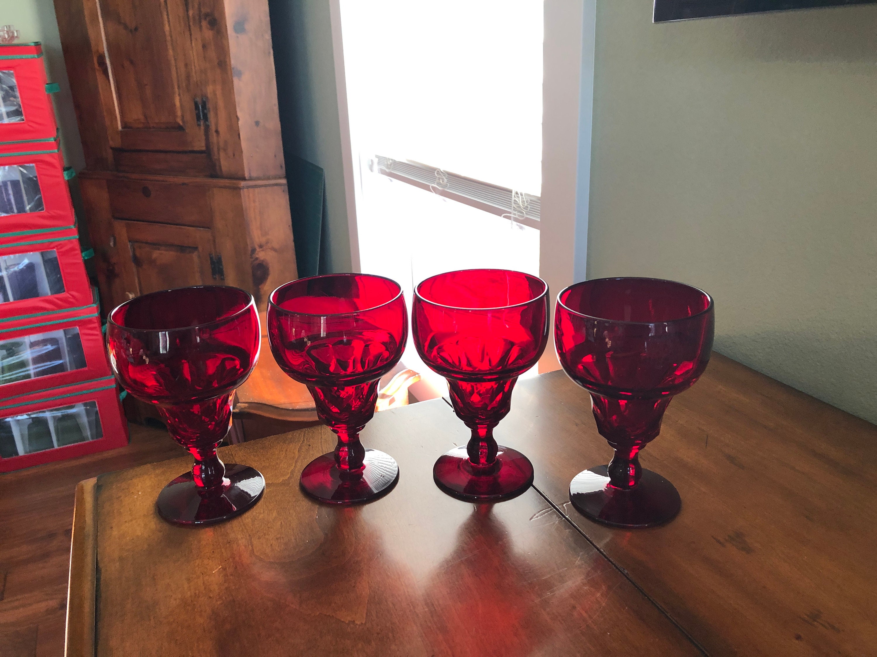 Fenton Ruby Red Water Goblets Set of 4 Etsy