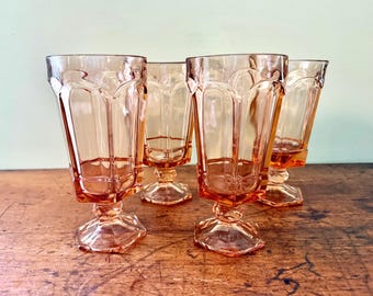 Fostoria Virginia Peach Iced Tea Goblets, Sets of 4