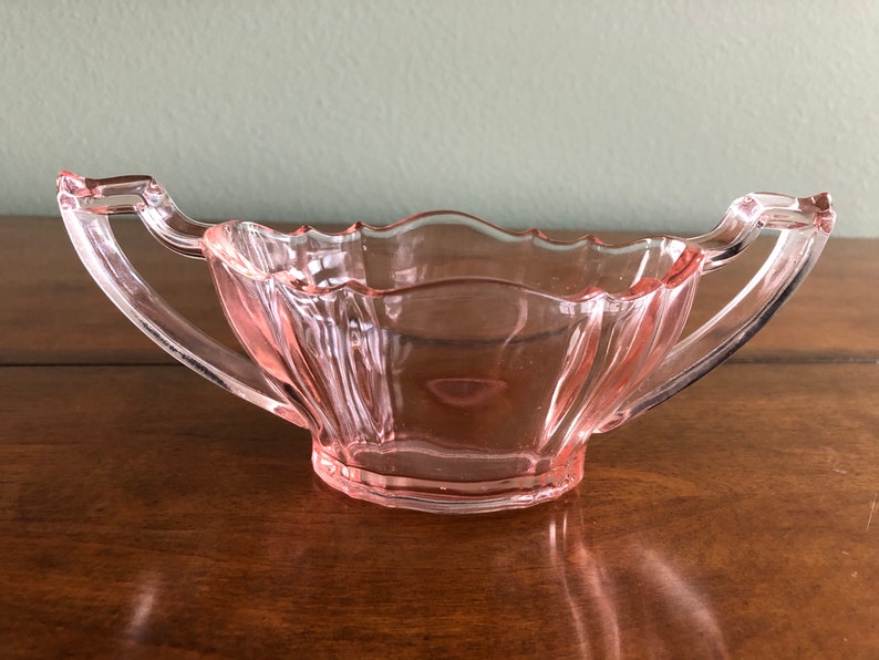Pink Depression Glass Sugar and Creamer Set Etsy