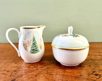 Mikasa “Merry Christmas” Sugar and Creamer Set