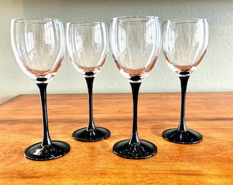 Domino Signature Black Claret Wine Goblets by Cristal D&#39;Arques-Durand, Set of 4
