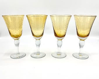 Amber Seeded (Bubble) Wine Goblets, Sold in Sets of 5 and 4
