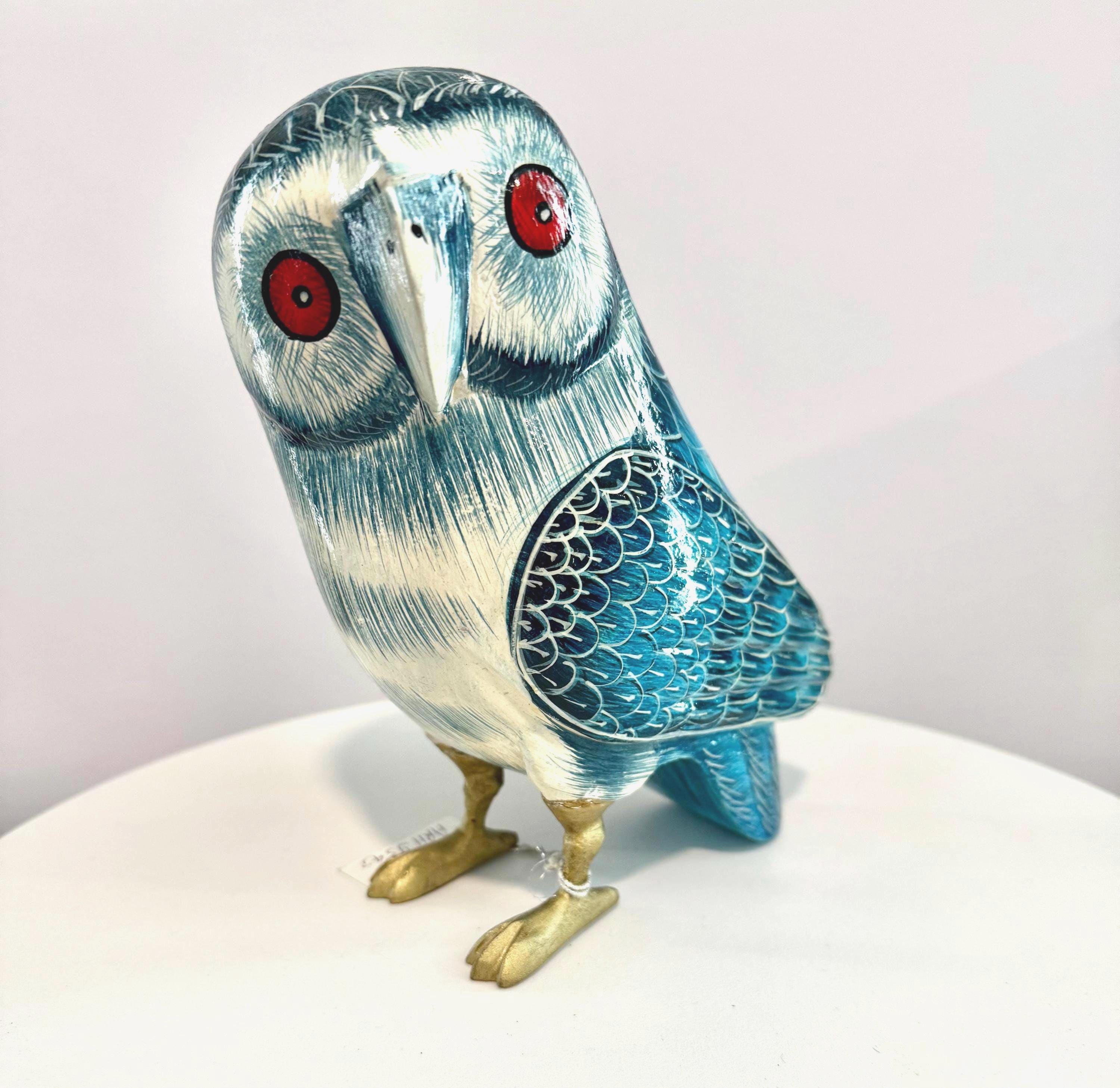 Sudha Wood Owl with Brass Feet, Made in India