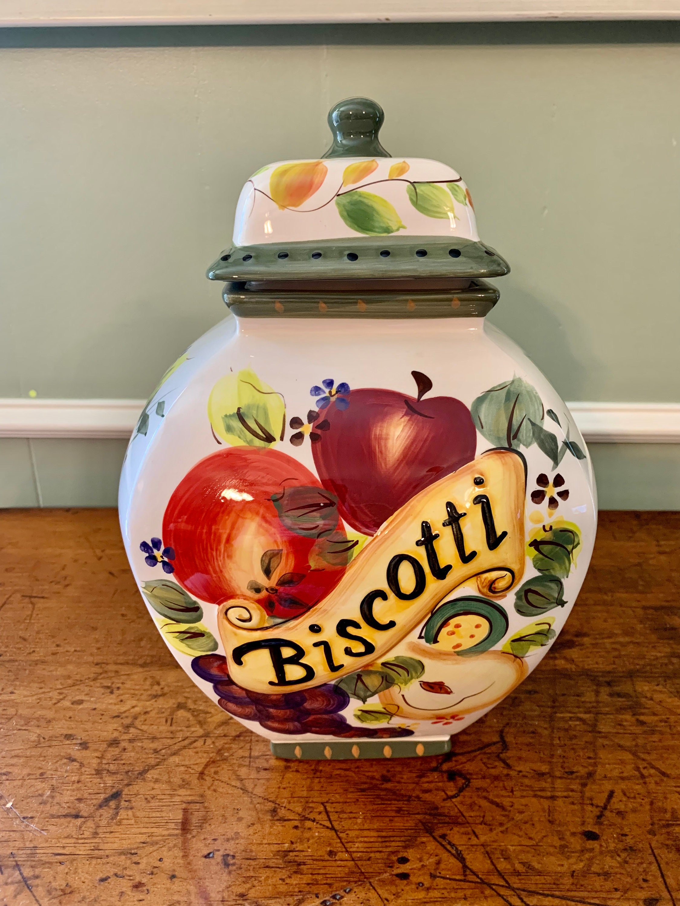 Nonnis Hand Painted Biscotti Jar Etsy