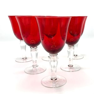 Ruby Red Water Goblets, Set of 6