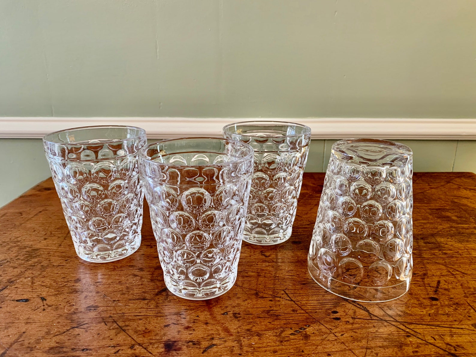 12 oz Thousand Eye Pattern Pressed Glass Tumblers Etsy