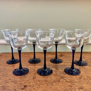 Set of 4 6oz Venise Saphir Semmed Wine Glass by Cristal D'Arques Durand