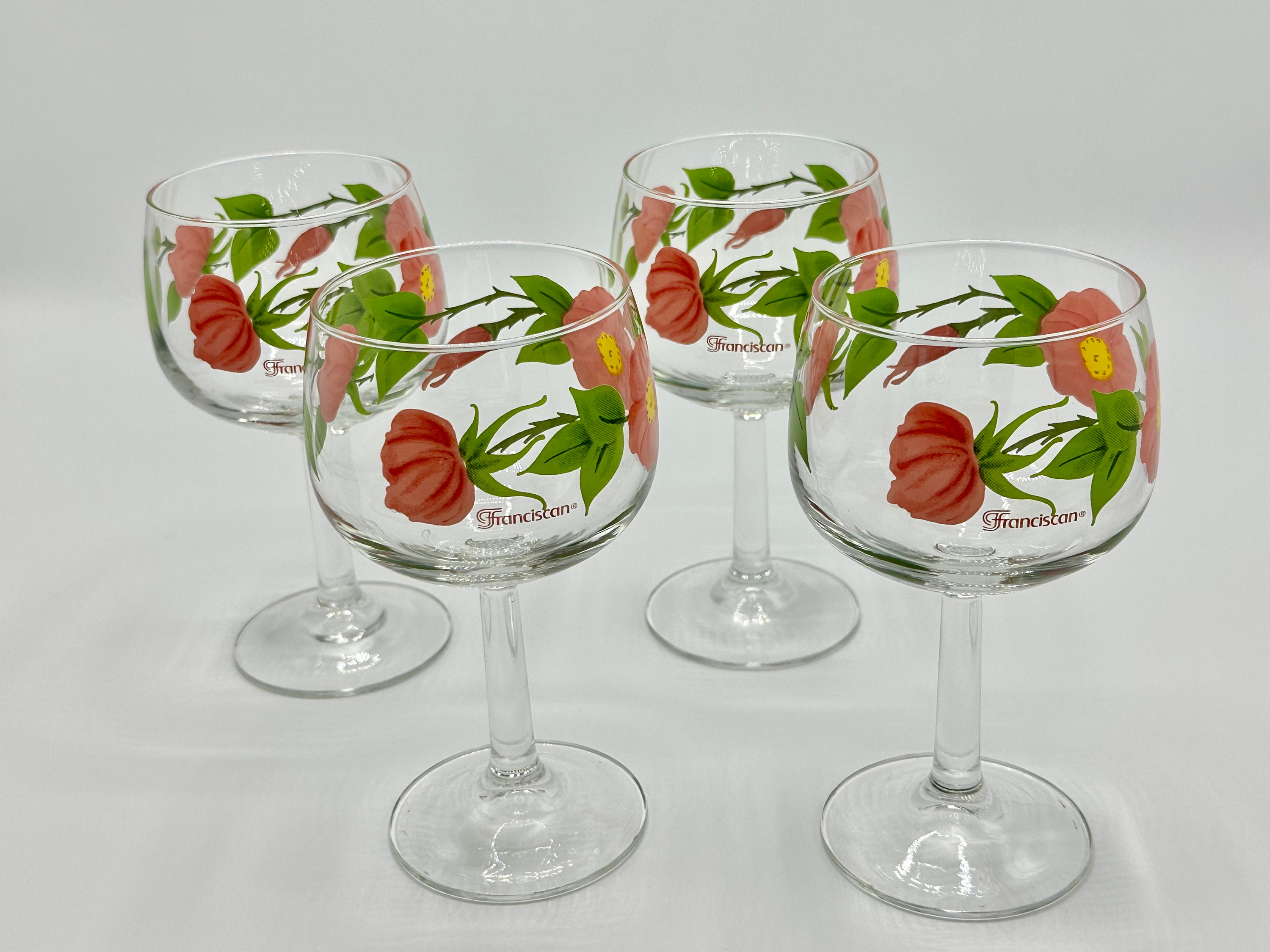 Vintage Franciscan Desert Rose Wine Glasses Set of 2 Made in