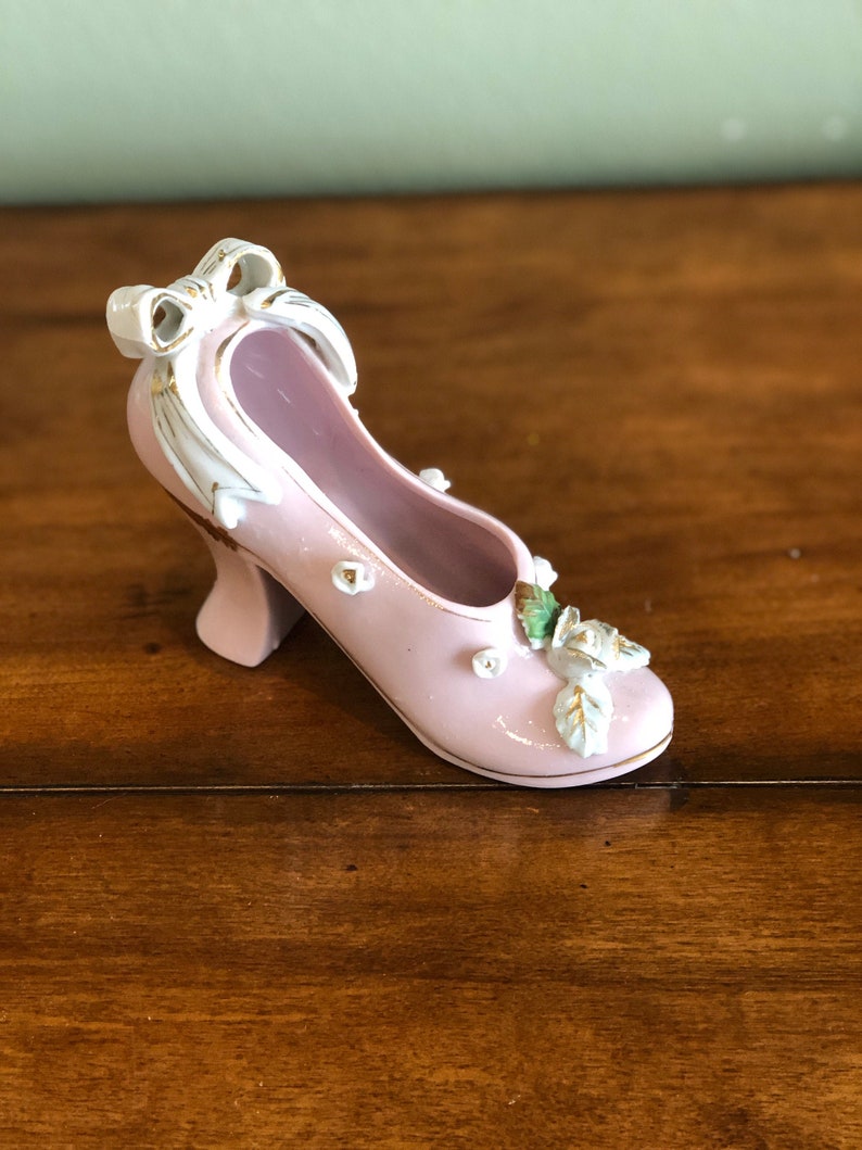 Vintage Lefton Porcelain Pink High Heel Shoe With Roses and Etsy
