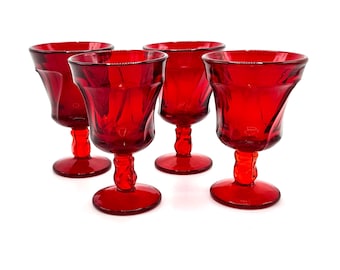 Jamestown Ruby Wine Goblets by Fostoria, Set of 4