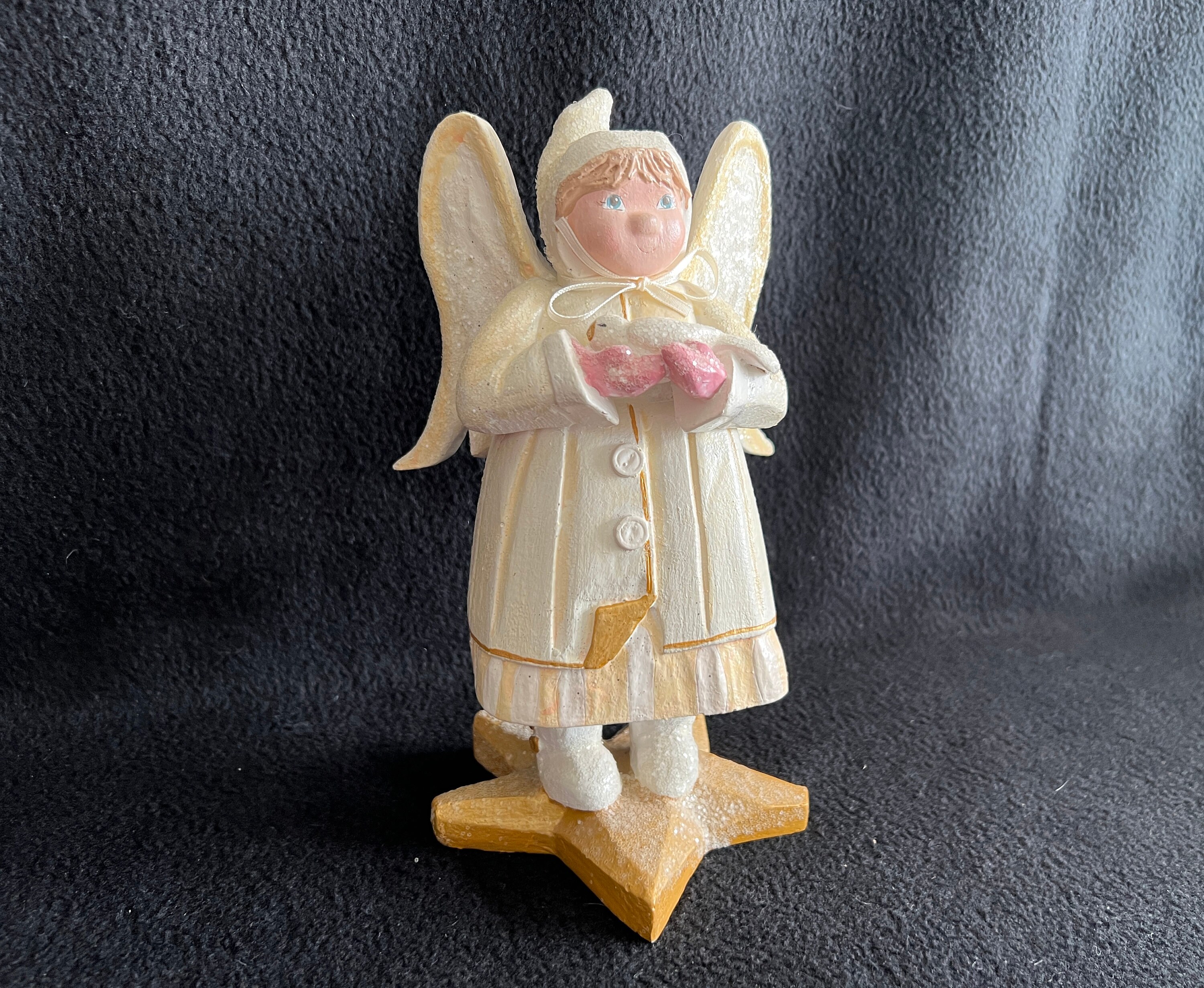 1996 House of Hatten Snow Angel Holding Dove Bird by Denise Etsy
