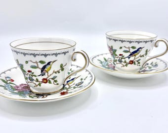 Aynsley Pembroke Gold Rim Footed Cup & Saucer Set, Fine Bone China (Set of 2)