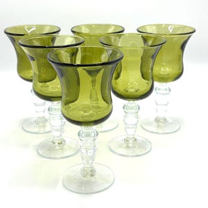 Green Wine Goblets Made in Poland, Set of 6