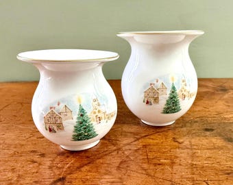 Mikasa “Merry Christmas” Vases, Set of 2