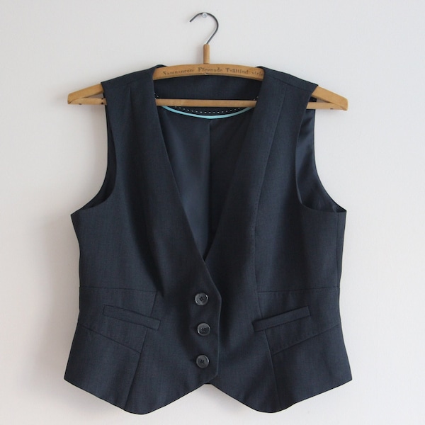 Navy Blue Vest Etsy
