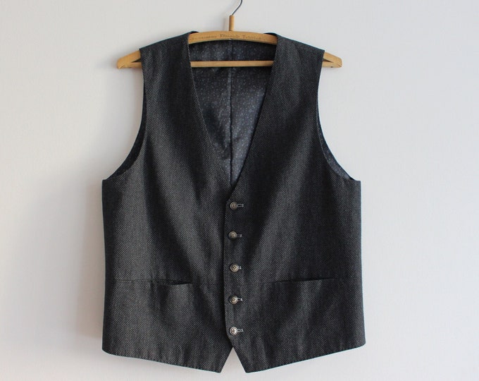 Dark Grey Vest Men's Gray Vest Mens Waistcoat Formal Vest Steampunk