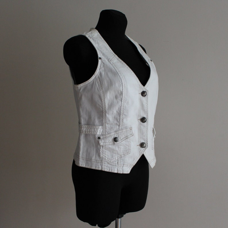 White Vest White Denim Vest Jean Vest Women's White Etsy