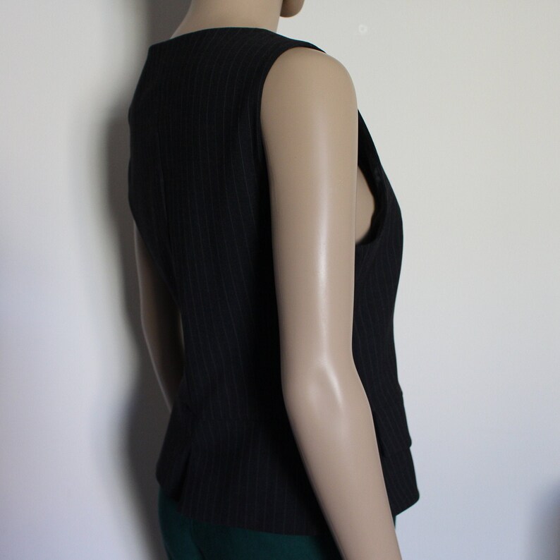 Gray Striped Vest Women's Grey Vest Wool Blend Waistcoat Etsy