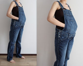 Maternity Overall Vintage Denim Overall Bib Overall Jumpsuit Jean Overall Dungaree Enjoy your pregnancy Large Size