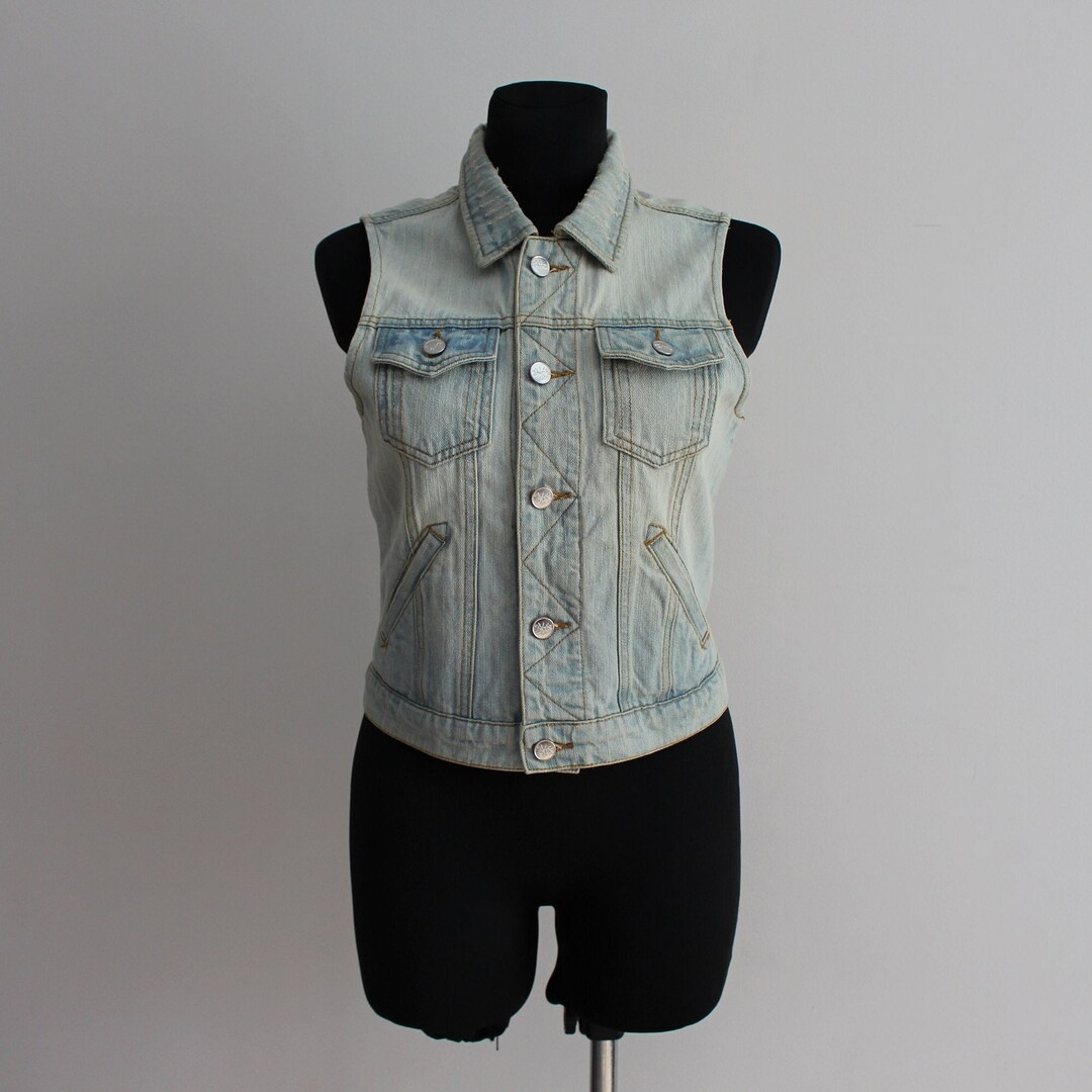 Denim Vest Light Blue Denim Vest Women's Denim Waistcoat Jean Vest — free download