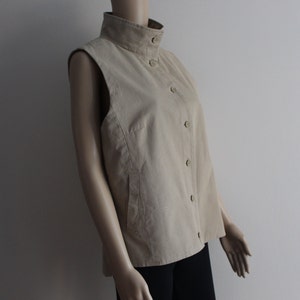 Women's Beige Vest Khaki Vest Sleeveless Jacket High Neck Vest Beige Women's Waistcoat Utility Waistcoat Large Size