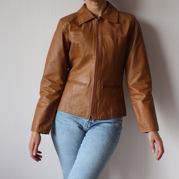 Orange Brown Leather Jacket Tan Leather Jacket Wom