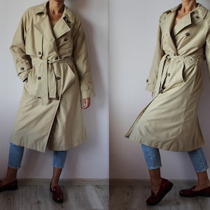 Manteau de trench beige chaud Femme Beige Sand Coat vintage Trench Coat Femme Beige Overcoat Classic Trench Coat Double Breasted Belted Coat L