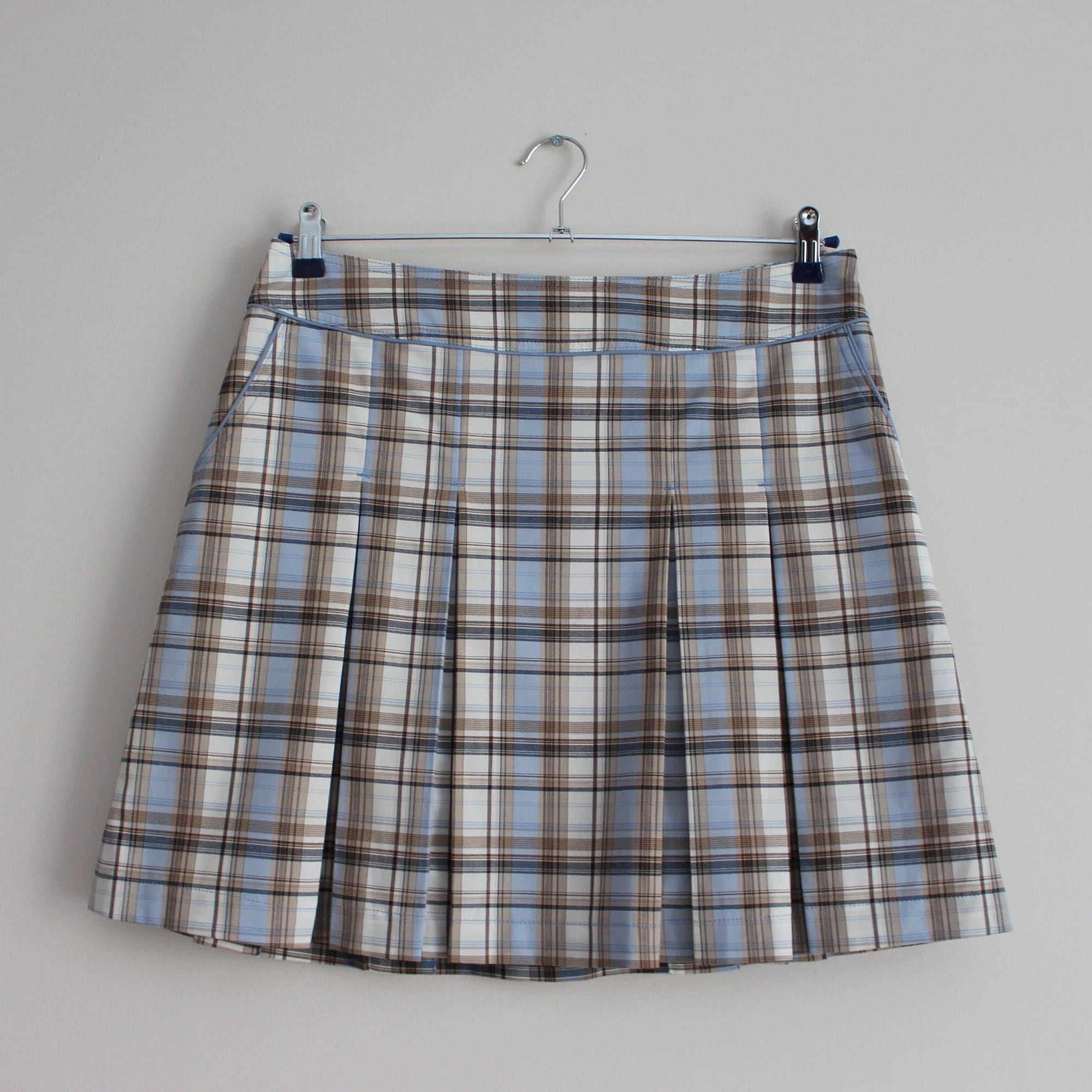 スカート MILK Check Pleats Skirt Blue & Beige Plaid Skirt Pleated Skirt Checkered Blue Brown White Skirt Mini