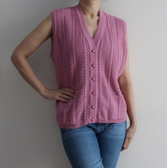 Pink sleeveless shop cardigan