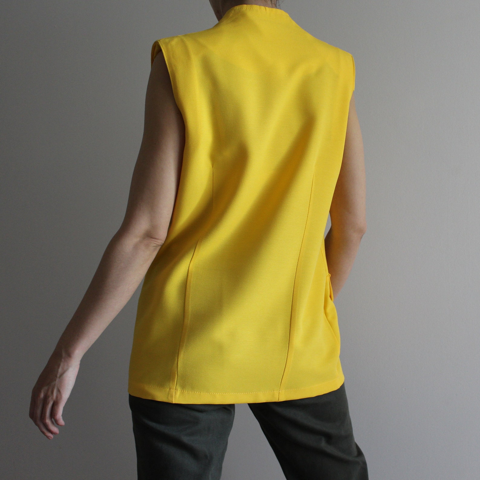 Yellow Vest Women's Yellow Vest Vintage 80s Vest Yellow Womens