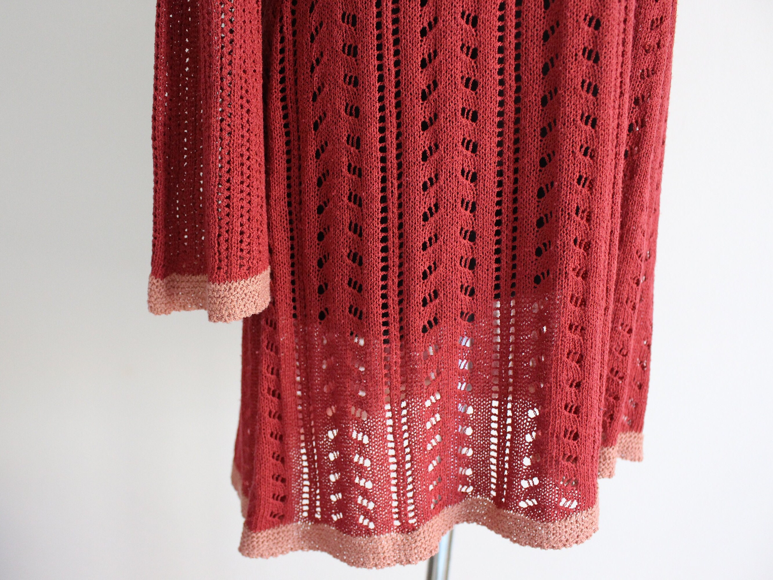 red crochet beach dress FAIRY SEASON Women’s Boho Crochet Cover Up Dress Long Sleeve 3D Floral Camellia Embroidery for Beach Vacation Summer Dress Pool Party Twilight Purple/ main image 1