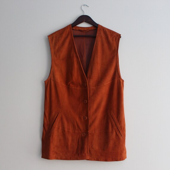 Women's Rust Leather Vest Terracotta Soft Suede Le