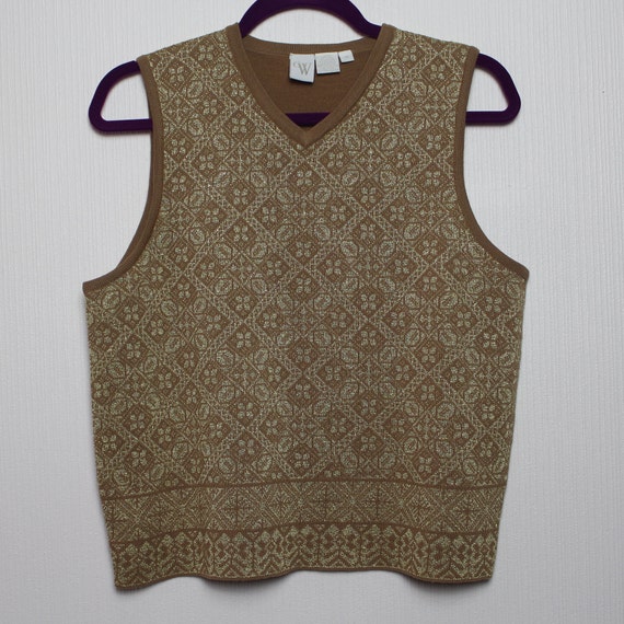 Brown Wool Sweater Vest Knitted Vest Women's Brown Go… - Gem