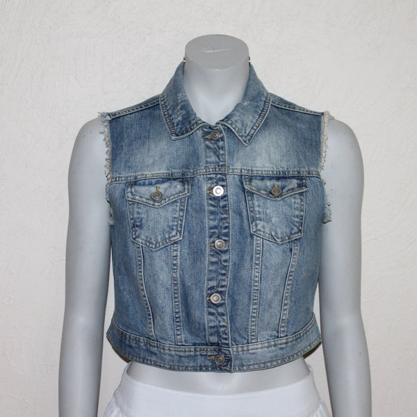 Jeans Weste blau Denim Weste Damen Weste Damen ärmellose Denim Jacke westliches Land romantische