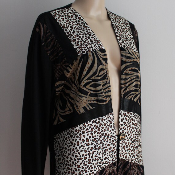 Patchwork Animal Print Cardigan Leopard Print Tig… - image 5