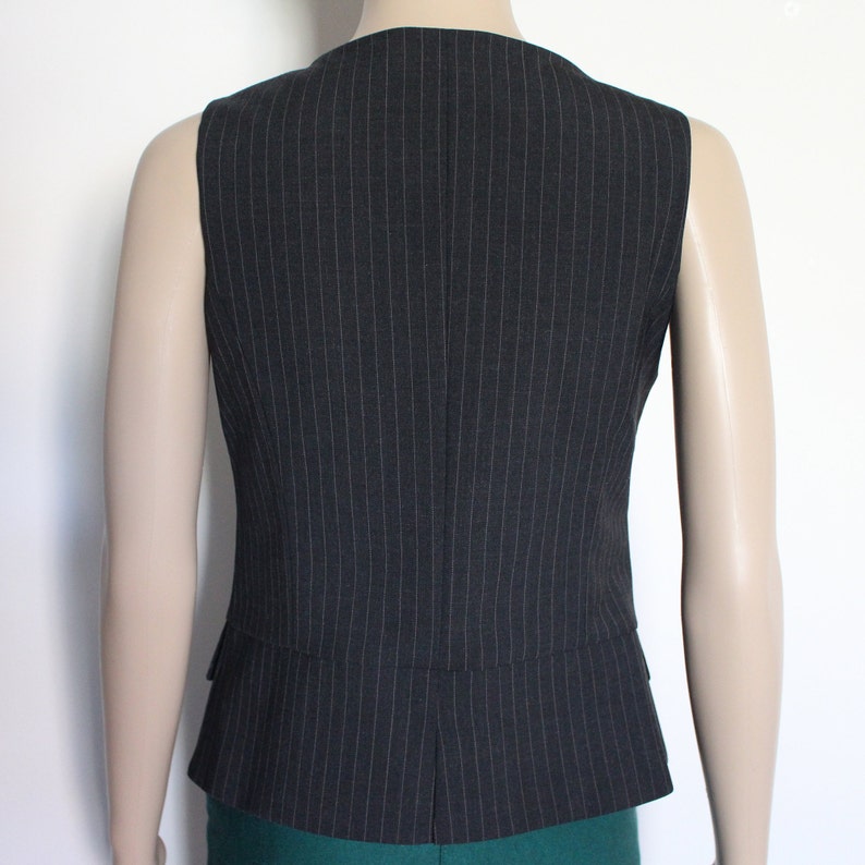 Gray Striped Vest Women's Grey Vest Wool Blend Waistcoat Etsy