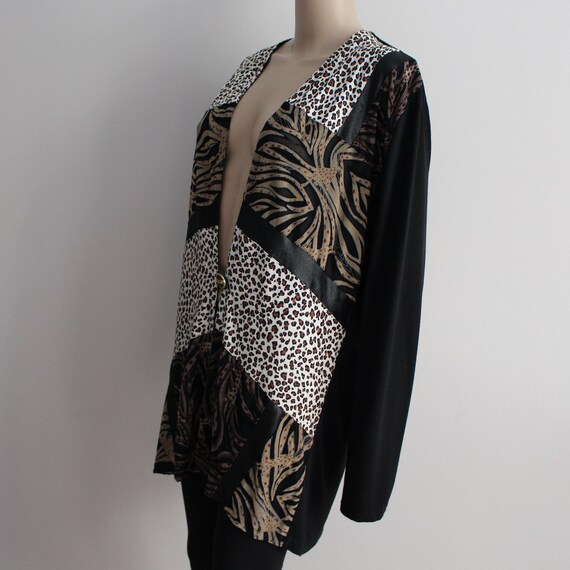 Patchwork Animal Print Cardigan Leopard Print Tig… - image 6