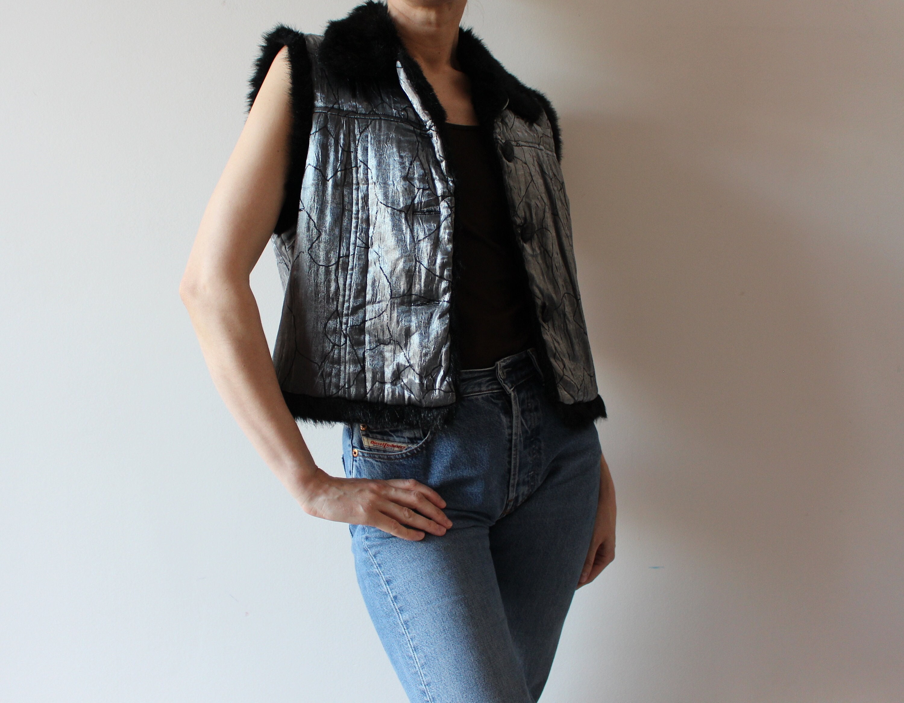 Faux Fur Trim Vest - Etsy 