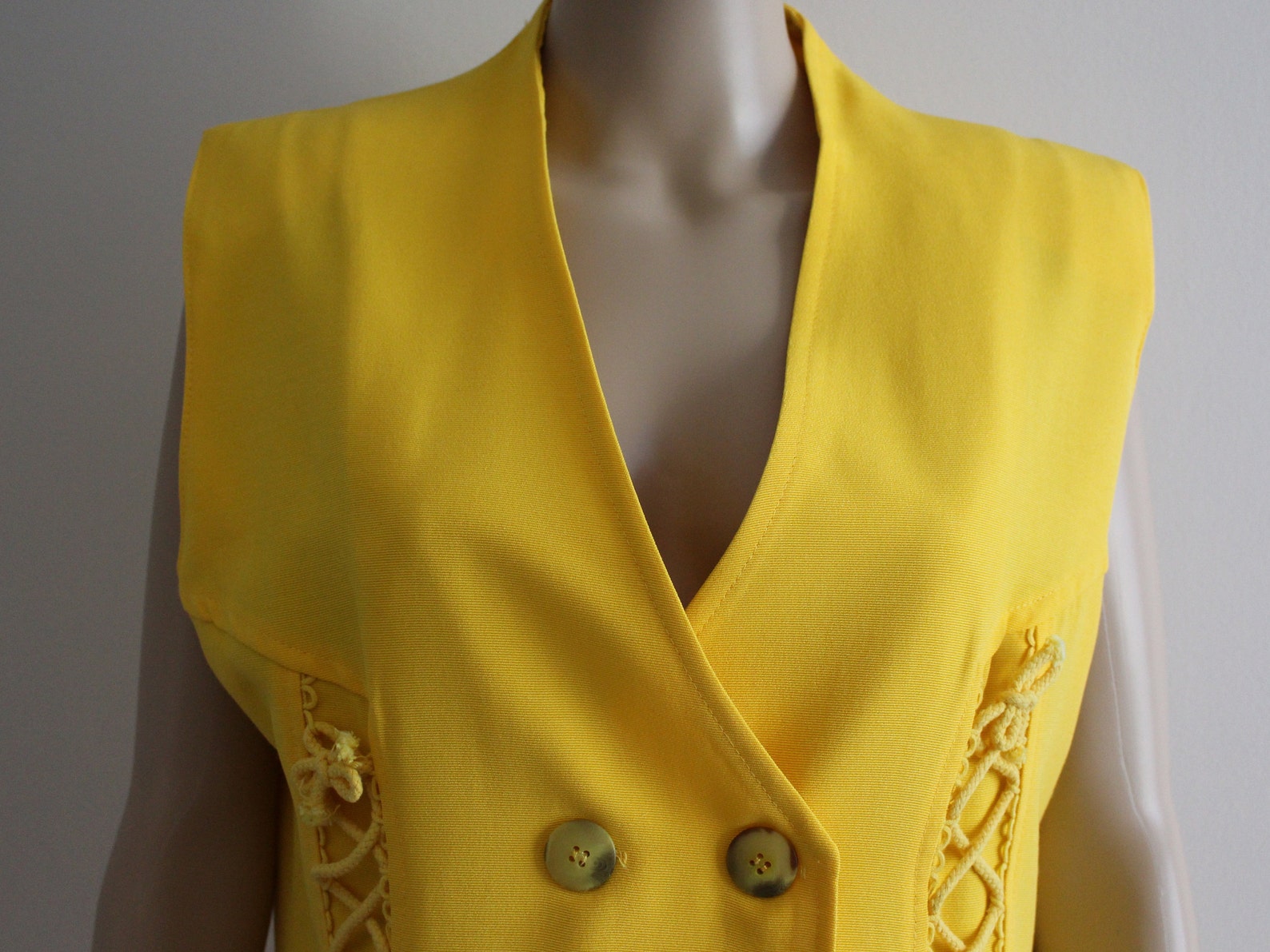 Yellow Vest Women's Yellow Vest Vintage 80s Vest Yellow Womens