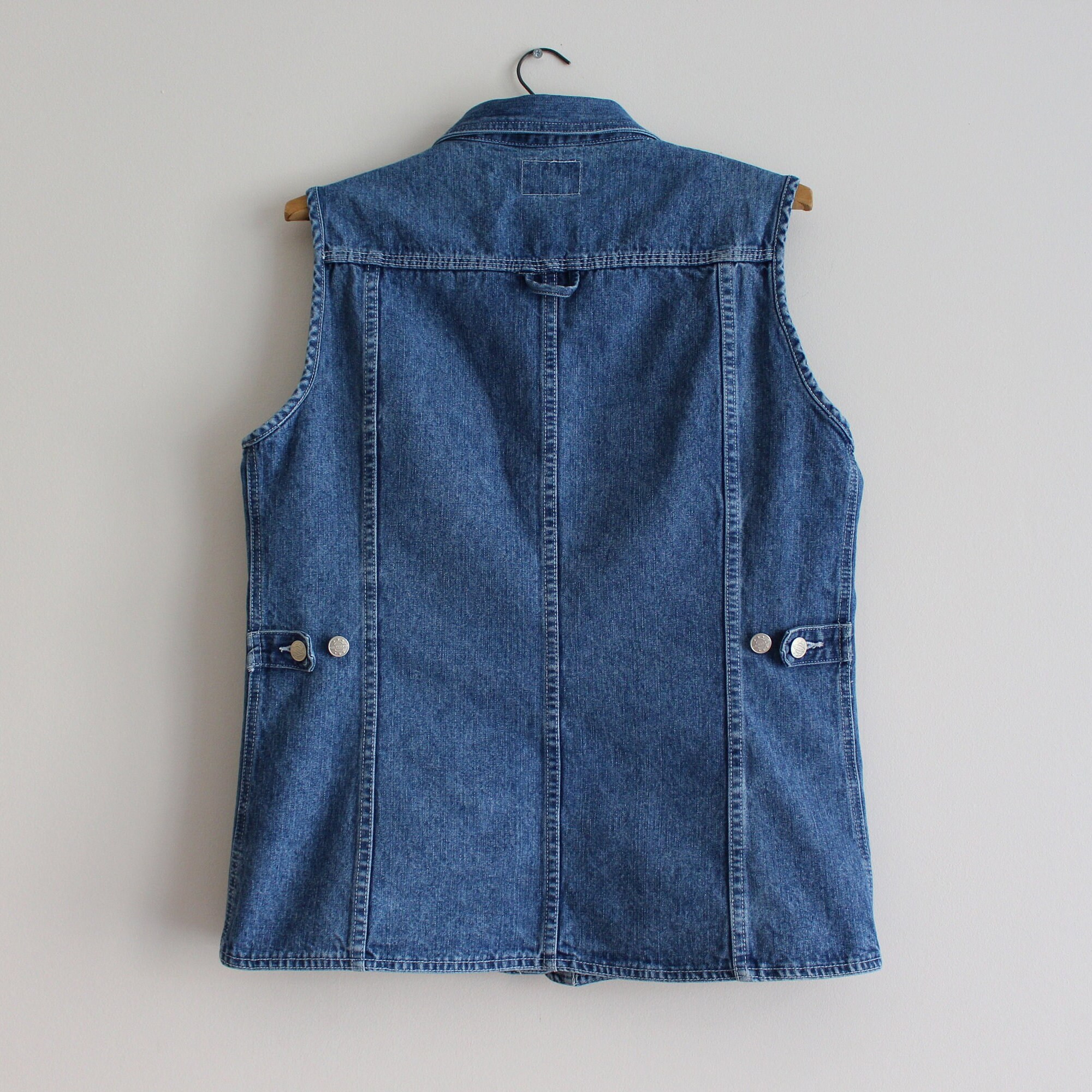 Blue Denim Vest Vintage Women's Denim Waistcoat Long Jean Vest Sleeveless Denim Shirt Gilet for