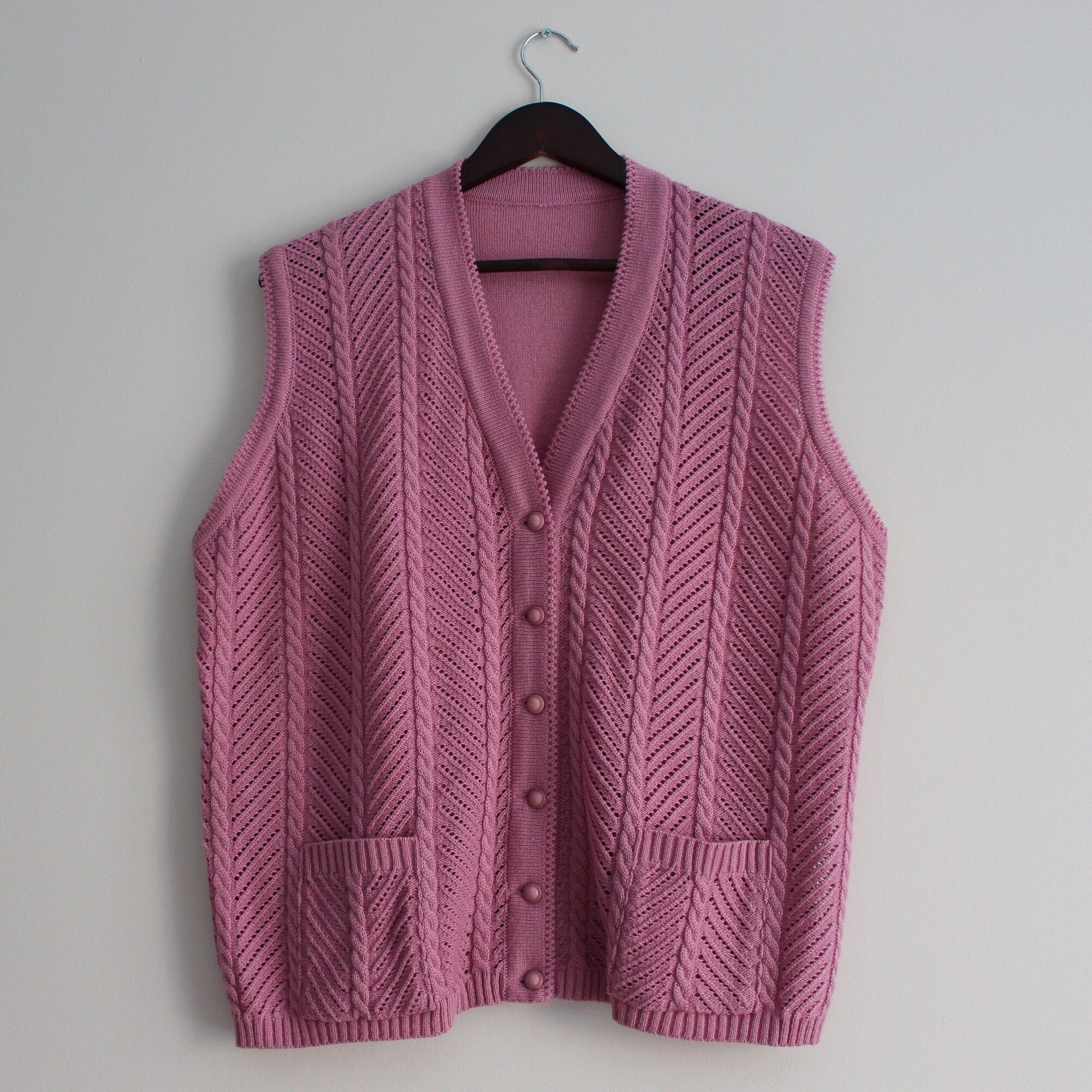Dusty Pink Knit Vest Women's Knitted Vest Sleeveless Cardigan