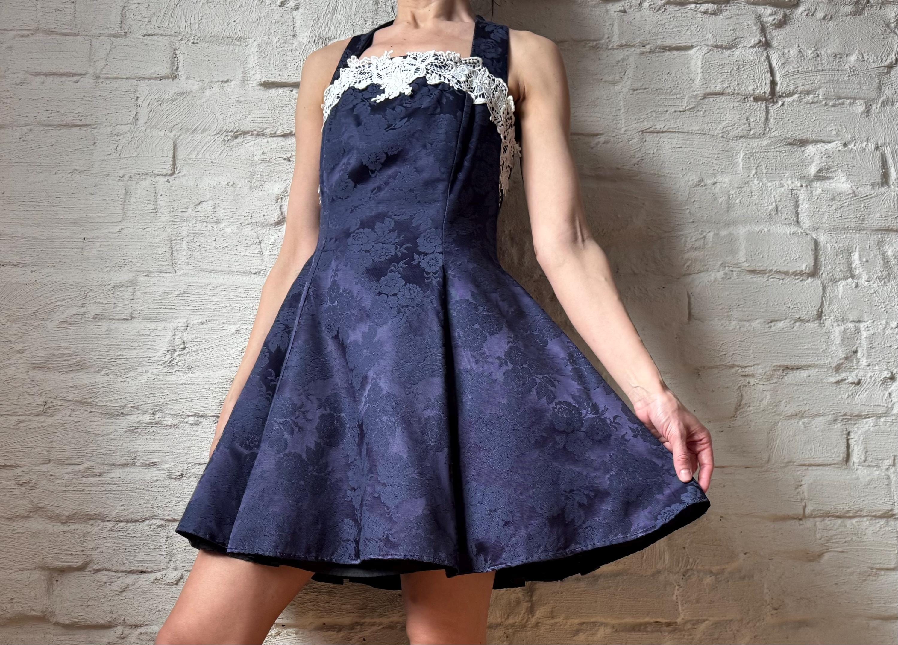 Blue and White Lace Cocktail Dress - Etsy