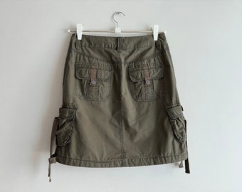Cargo Skirt Khaki Mini Skirt Women's Utility Skirt