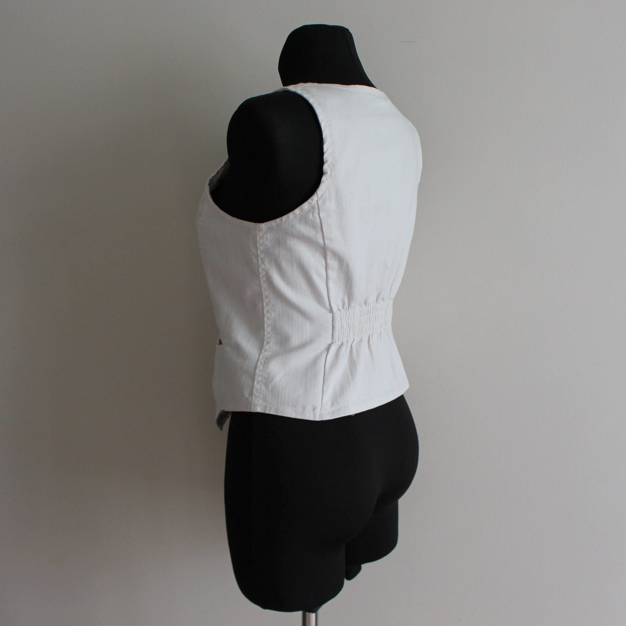 White Denim Vest Women's White Vest White Women's Waistcoat Fitted Vest