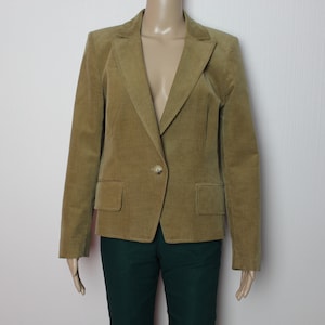 Light Brown Blazer Women&#39;s Corduroy Blazer Brown Velvet Blazer Fine Cord Corduroy Jacket Womens Brown Jacket Pad Shoulder One Button Large