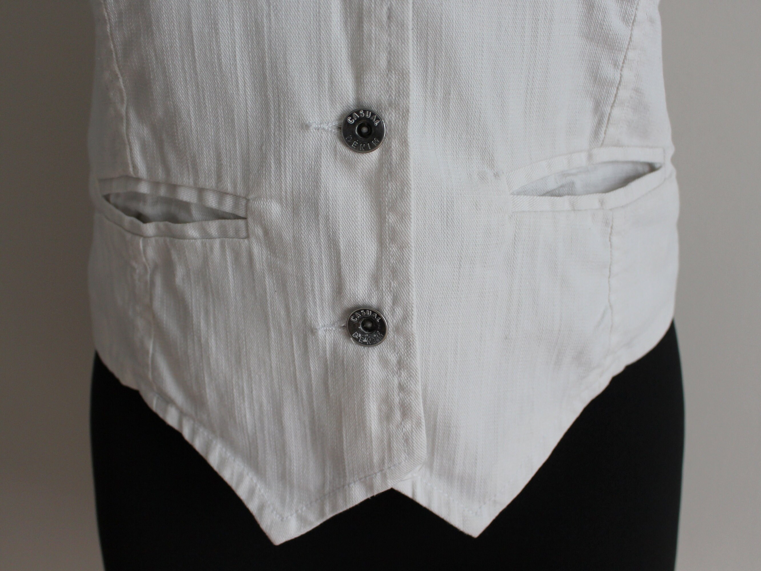 White Denim Vest Women's White Vest White Women's Waistcoat Fitted Vest