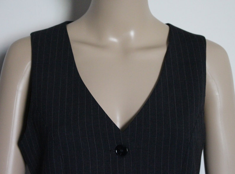 Gray Striped Vest Women's Grey Vest Wool Blend Waistcoat Etsy