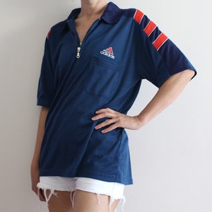 Vintage Adidas T-Shirt Polo Shirt Teal Blue Unisex Tee Shirt